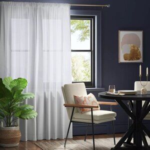 Threshold Farrah Light Filtering White Rod Pocket 2 Curtain Panel Set 54" x 63"